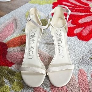Calvin Klein Size Nine Off White Heeled Sandals